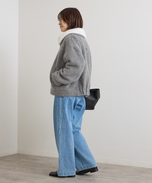 U by SPICK&SPAN（ユーバイスピックアンドスパン）の「バックギャザーウールシャギーブルゾン（その他アウター・レディース・ネイビー/グレー・FREE）」の15枚目の写真