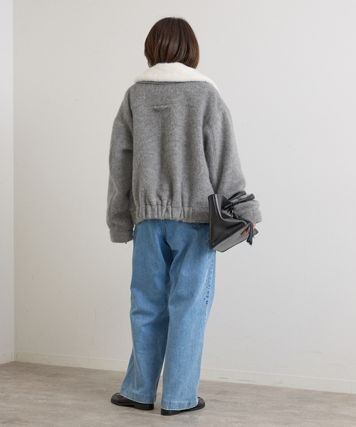 U by SPICK&SPAN（ユーバイスピックアンドスパン）の「バックギャザーウールシャギーブルゾン（その他アウター・レディース・ネイビー/グレー・FREE）」の16枚目の写真