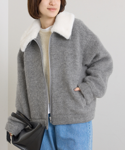 U by SPICK&SPAN（ユーバイスピックアンドスパン）の「バックギャザーウールシャギーブルゾン（その他アウター・レディース・ネイビー/グレー・FREE）」の17枚目の写真