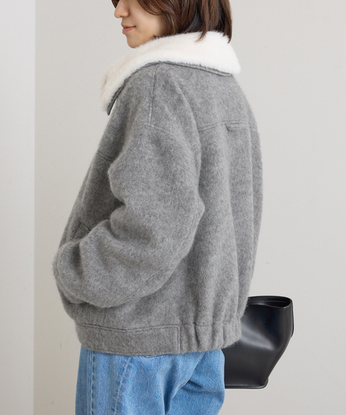 U by SPICK&SPAN（ユーバイスピックアンドスパン）の「バックギャザーウールシャギーブルゾン（その他アウター・レディース・ネイビー/グレー・FREE）」の18枚目の写真