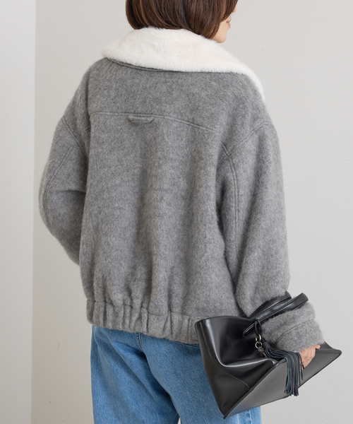 U by SPICK&SPAN（ユーバイスピックアンドスパン）の「バックギャザーウールシャギーブルゾン（その他アウター・レディース・ネイビー/グレー・FREE）」の19枚目の写真