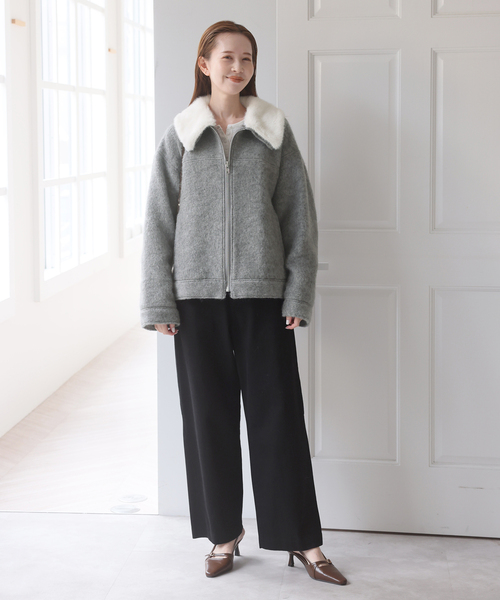 U by SPICK&SPAN（ユーバイスピックアンドスパン）の「バックギャザーウールシャギーブルゾン（その他アウター・レディース・ネイビー/グレー・FREE）」の20枚目の写真