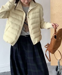 中綿キルティング×ニット切替 ハイネックジャケット