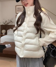 中綿キルティング×ニット切替 ハイネックジャケット