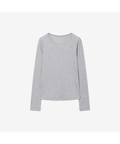 MIND BRIDGE WOMEN（マインドブリッジウーマン）の「[W] リブ ラウンドネック ベーシック 長袖 Tシャツ - 3color（Tシャツ/カットソー・レディース・グレー系/ホワイト/ライトグレー・77/55/66）」の3枚目の写真