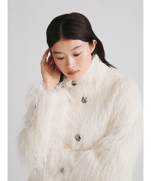 MIESROHE(ミースロエ)の「フリンジシャギーバルカラージャケット(その他アウター・レディース・ライトピンク/オフホワイト・1/0)」の7枚目の写真