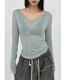 [MADE] テンロウール混テンセル Vネック長袖Tシャツ