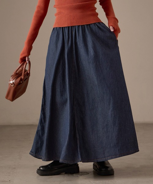 Fashion Letter(ファッションレター)の「M-5L フレアデニムスカート(デニムスカート・レディース・ワンウォッシュ/ライトブルー・4L~5L/LL~3L/M~L)」の17枚目の写真