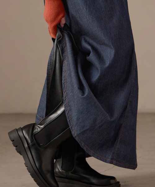 Fashion Letter(ファッションレター)の「M-5L フレアデニムスカート(デニムスカート・レディース・ワンウォッシュ/ライトブルー・4L~5L/LL~3L/M~L)」の18枚目の写真
