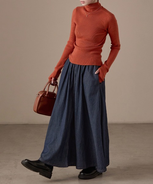 Fashion Letter(ファッションレター)の「M-5L フレアデニムスカート(デニムスカート・レディース・ワンウォッシュ/ライトブルー・4L~5L/LL~3L/M~L)」の19枚目の写真