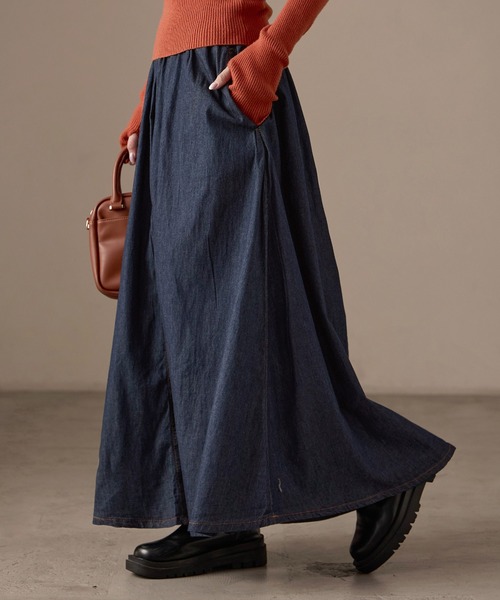 Fashion Letter(ファッションレター)の「M-5L フレアデニムスカート(デニムスカート・レディース・ワンウォッシュ/ライトブルー・4L~5L/LL~3L/M~L)」の20枚目の写真