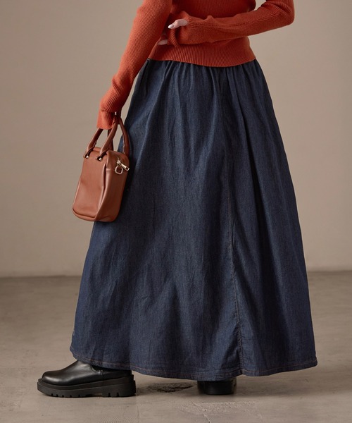 Fashion Letter(ファッションレター)の「M-5L フレアデニムスカート(デニムスカート・レディース・ワンウォッシュ/ライトブルー・4L~5L/LL~3L/M~L)」の11枚目の写真