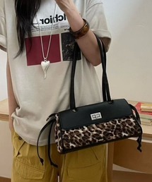 スエード切り替え両サイドひもデザインショルダーバッグ
