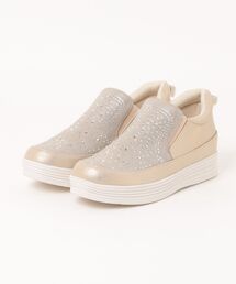 Realta(レアルタ)5.5cmキラキラビジューインヒールスリッポンスニーカー