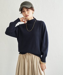 ハイネックハーフミラノニット