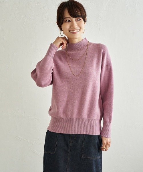 ikka（イッカ）の「ハイネックハーフミラノニット（ニット/セーター・レディース・チェリーレッド/グレイッシュベージュ/ブラウン/オフホワイト/ミント/ネイビー・L/M）」の6枚目の写真