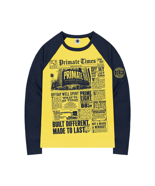 PRIMATE（プライメイト）の「NEWS オーバーサイズ ビビッド ラグラン ロングスリーブ 全4色（Tシャツ/カットソー・レディース・ネイビー/レッド/ピンク/イエロー・1/2）」の2枚目の写真