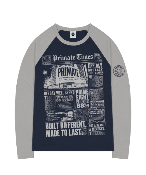 PRIMATE（プライメイト）の「NEWS オーバーサイズ ビビッド ラグラン ロングスリーブ 全4色（Tシャツ/カットソー・レディース・ネイビー/レッド/ピンク/イエロー・1/2）」の5枚目の写真