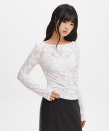 【GENERAL IDEA】シアーフローラルボートネックTシャツ / CUT DETAIL OPEN-COLLAR T-SHIRT