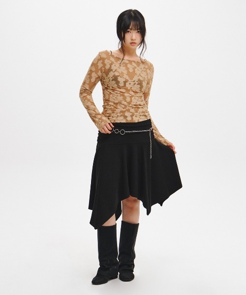 GENERAL IDEA（ジェネラルアイデア）の「【GENERAL IDEA】シアーフローラルボートネックTシャツ / SHEER FLORAL BOAT-NECK T-SHIRT（Tシャツ/カットソー・レディース・ブラック/ベージュ/ホワイト・L/M/S）」の21枚目の写真