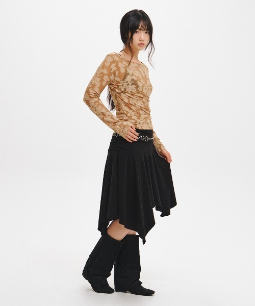GENERAL IDEA（ジェネラルアイデア）の「【GENERAL IDEA】シアーフローラルボートネックTシャツ / SHEER FLORAL BOAT-NECK T-SHIRT（Tシャツ/カットソー・レディース・ブラック/ベージュ/ホワイト・L/M/S）」の22枚目の写真