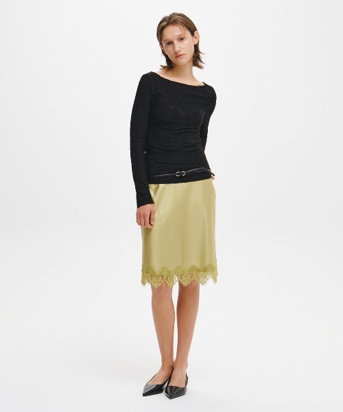 GENERAL IDEA（ジェネラルアイデア）の「【GENERAL IDEA】シアーフローラルボートネックTシャツ / SHEER FLORAL BOAT-NECK T-SHIRT（Tシャツ/カットソー・レディース・ブラック/ベージュ/ホワイト・L/M/S）」の14枚目の写真