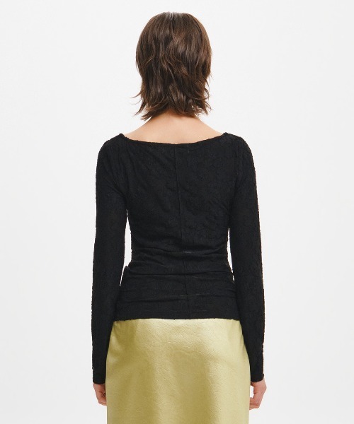 GENERAL IDEA（ジェネラルアイデア）の「【GENERAL IDEA】シアーフローラルボートネックTシャツ / SHEER FLORAL BOAT-NECK T-SHIRT（Tシャツ/カットソー・レディース・ブラック/ベージュ/ホワイト・L/M/S）」の12枚目の写真