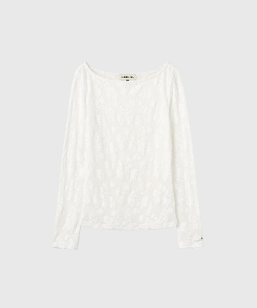 GENERAL IDEA（ジェネラルアイデア）の「【GENERAL IDEA】シアーフローラルボートネックTシャツ / SHEER FLORAL BOAT-NECK T-SHIRT（Tシャツ/カットソー・レディース・ブラック/ベージュ/ホワイト・L/M/S）」の9枚目の写真