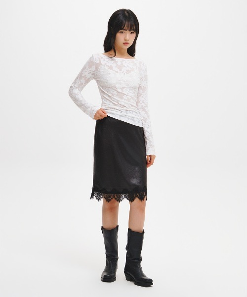 GENERAL IDEA（ジェネラルアイデア）の「【GENERAL IDEA】シアーフローラルボートネックTシャツ / SHEER FLORAL BOAT-NECK T-SHIRT（Tシャツ/カットソー・レディース・ブラック/ベージュ/ホワイト・L/M/S）」の7枚目の写真
