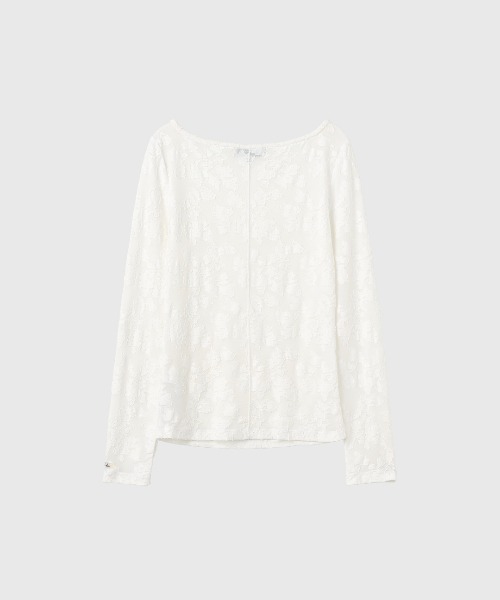 GENERAL IDEA（ジェネラルアイデア）の「【GENERAL IDEA】シアーフローラルボートネックTシャツ / SHEER FLORAL BOAT-NECK T-SHIRT（Tシャツ/カットソー・レディース・ブラック/ベージュ/ホワイト・L/M/S）」の10枚目の写真