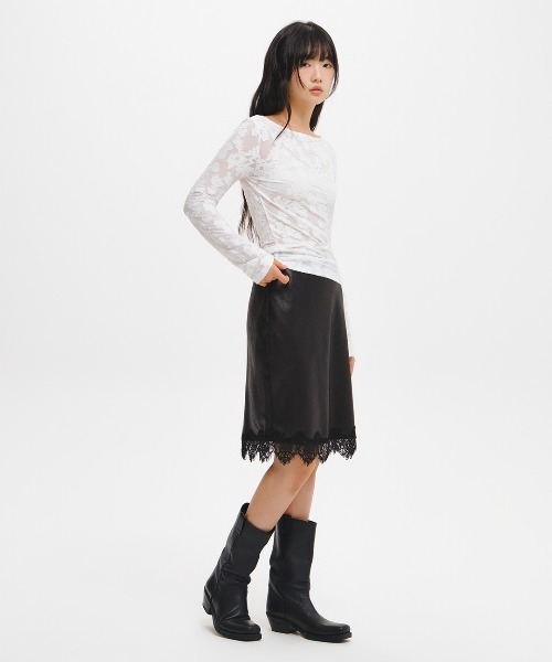 GENERAL IDEA（ジェネラルアイデア）の「【GENERAL IDEA】シアーフローラルボートネックTシャツ / SHEER FLORAL BOAT-NECK T-SHIRT（Tシャツ/カットソー・レディース・ブラック/ベージュ/ホワイト・L/M/S）」の8枚目の写真