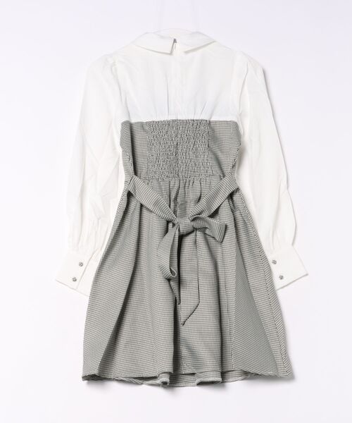 Suyunn（スユン）の「千鳥柄シャツ切替ウエストリボンワンピース（ワンピース・レディース・ブラック/ブルー・M）」の3枚目の写真