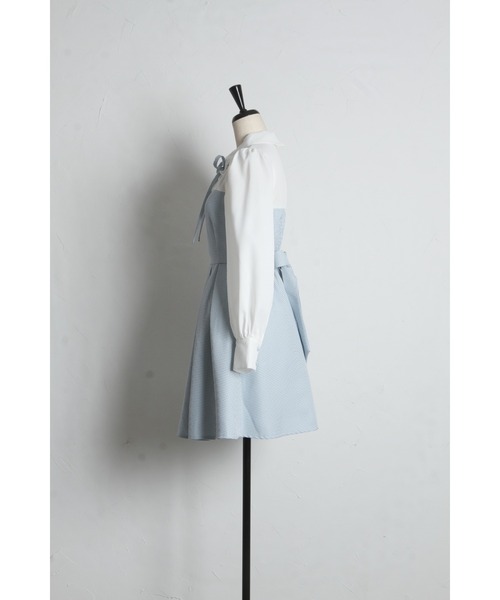 Suyunn（スユン）の「千鳥柄シャツ切替ウエストリボンワンピース（ワンピース・レディース・ブラック/ブルー・M）」の16枚目の写真