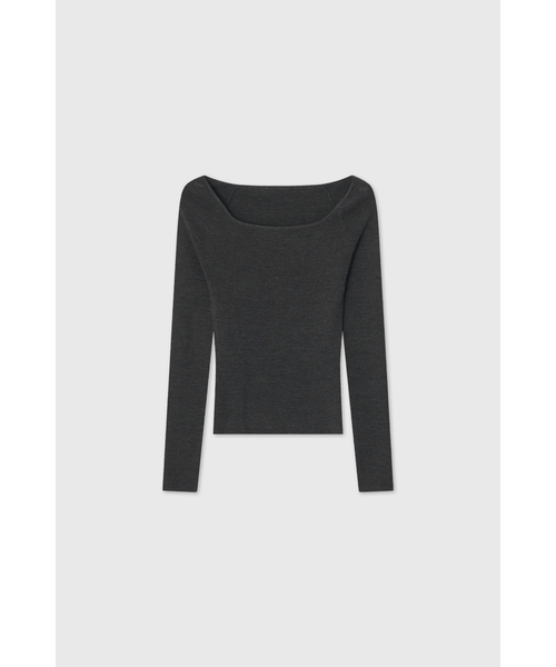 LOOKAST(ルックキャスト)の「ウールブレンドスクエアネックスリムニットトップ / WOOL BLEND SQUARE-NECK SLIM KNIT TOP_4colors(ニット/セーター・レディース・ブラック/アイボリー/チャコール/ミント・SMALL/MEDIUM)」の3枚目の写真
