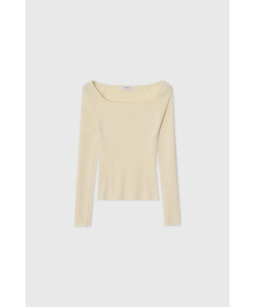 LOOKAST(ルックキャスト)の「ウールブレンドスクエアネックスリムニットトップ / WOOL BLEND SQUARE-NECK SLIM KNIT TOP_4colors(ニット/セーター・レディース・ブラック/アイボリー/チャコール/ミント・SMALL/MEDIUM)」の1枚目の写真