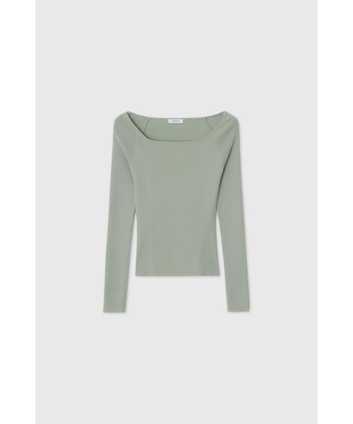 LOOKAST(ルックキャスト)の「ウールブレンドスクエアネックスリムニットトップ / WOOL BLEND SQUARE-NECK SLIM KNIT TOP_4colors(ニット/セーター・レディース・ブラック/アイボリー/チャコール/ミント・SMALL/MEDIUM)」の4枚目の写真