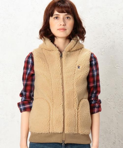 GYMPHLEX（ジムフレックス）の「［WEB限定］Gymphlex（ジムフレックス） BOA HOODベスト（ベスト・レディース・ベージュ/ネイビー・FREE）」の4枚目の写真