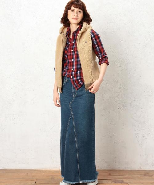 GYMPHLEX（ジムフレックス）の「［WEB限定］Gymphlex（ジムフレックス） BOA HOODベスト（ベスト・レディース・ベージュ/ネイビー・FREE）」の6枚目の写真