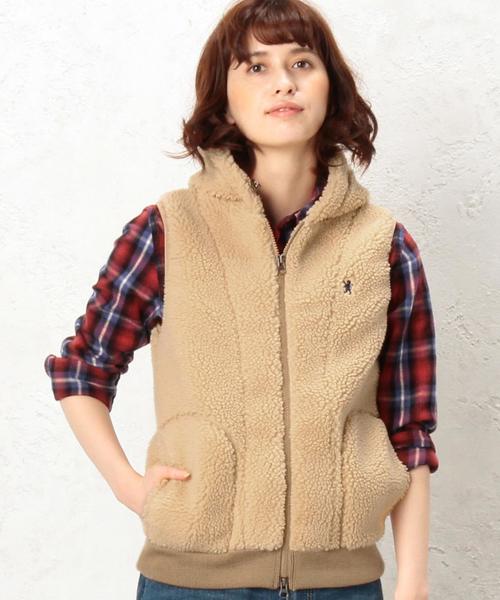 GYMPHLEX（ジムフレックス）の「［WEB限定］Gymphlex（ジムフレックス） BOA HOODベスト（ベスト・レディース・ベージュ/ネイビー・FREE）」の9枚目の写真