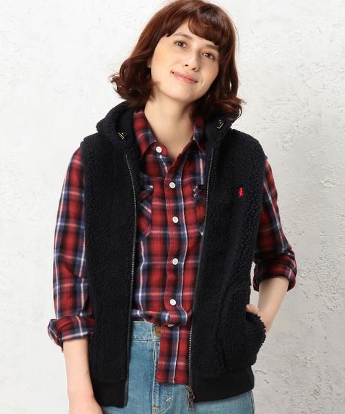 GYMPHLEX（ジムフレックス）の「［WEB限定］Gymphlex（ジムフレックス） BOA HOODベスト（ベスト・レディース・ベージュ/ネイビー・FREE）」の13枚目の写真