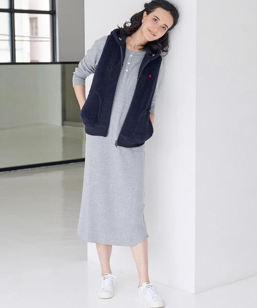 GYMPHLEX（ジムフレックス）の「［WEB限定］Gymphlex（ジムフレックス） BOA HOODベスト（ベスト・レディース・ベージュ/ネイビー・FREE）」の14枚目の写真