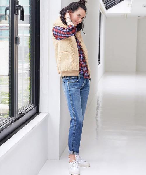 GYMPHLEX（ジムフレックス）の「［WEB限定］Gymphlex（ジムフレックス） BOA HOODベスト（ベスト・レディース・ベージュ/ネイビー・FREE）」の8枚目の写真