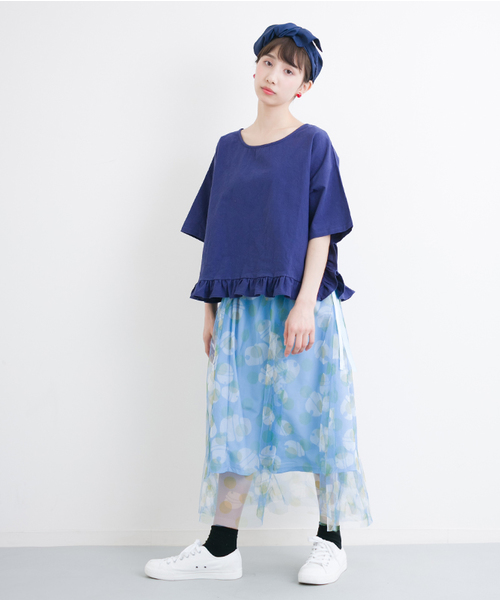 MERLOT（メルロー）の「裾ラッフルトップス2275（Tシャツ/カットソー・レディース・ブルー/ベージュ/イエロー/ピンク・FREE）」の13枚目の写真