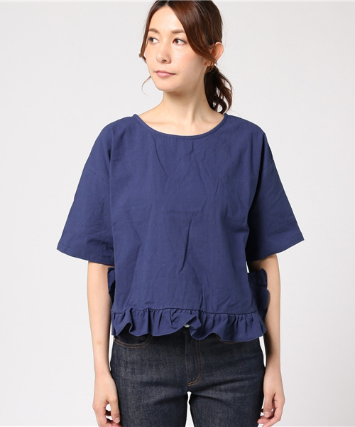 MERLOT（メルロー）の「裾ラッフルトップス2275（Tシャツ/カットソー・レディース・ブルー/ベージュ/イエロー/ピンク・FREE）」の5枚目の写真