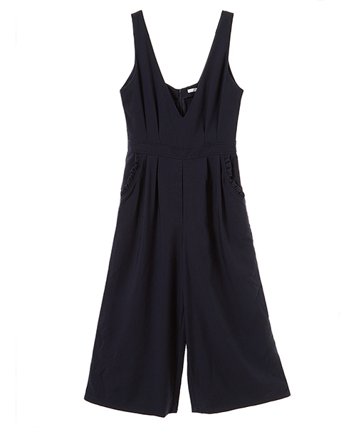 Color（カラー）の「フリルポケットコンビネゾン（つなぎ/オールインワン・レディース・ネイビー/ベージュ・MEDIUM）」の3枚目の写真