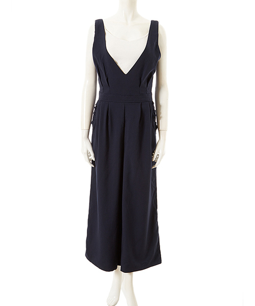 Color（カラー）の「フリルポケットコンビネゾン（つなぎ/オールインワン・レディース・ネイビー/ベージュ・MEDIUM）」の4枚目の写真