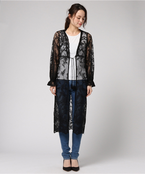 MOUSSY（マウジー）の「LACE GOWN CD（カーディガン/ボレロ・レディース・パープル/ライトベージュ/ブラック・FREE）」の4枚目の写真