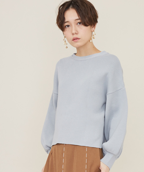 STUDIOUS（ステュディオス）の「【STUDIOUS】ボリュームスリーブニット（ニット/セーター・レディース・グレー/ライトグリーン/ホワイト・0）」の3枚目の写真