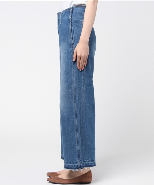 koe（コエ）の「サイド切替カットオフデニムワイドパンツ（デニムパンツ・レディース・ライトインディゴブルー・L/S/M）」の3枚目の写真