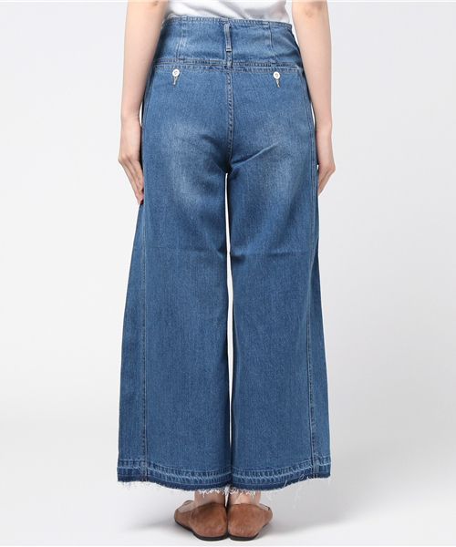 koe（コエ）の「サイド切替カットオフデニムワイドパンツ（デニムパンツ・レディース・ライトインディゴブルー・L/S/M）」の4枚目の写真